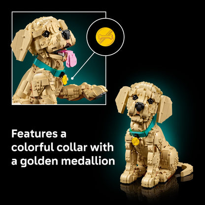 LEGO Icons Golden Retriever Puppy Building Set for Adults, Ages 18+ - Decor for Home, Bedroom, or Book Shelf - Gifts for Women & Men - Posable Dog Figure - 11384 LEGO