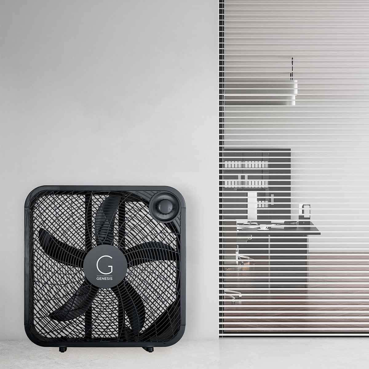 Genesis 20" Box Fan, 3 Settings, Max Cooling Technology, Carry Handle, Black (G20BOX-BLK) Genesis