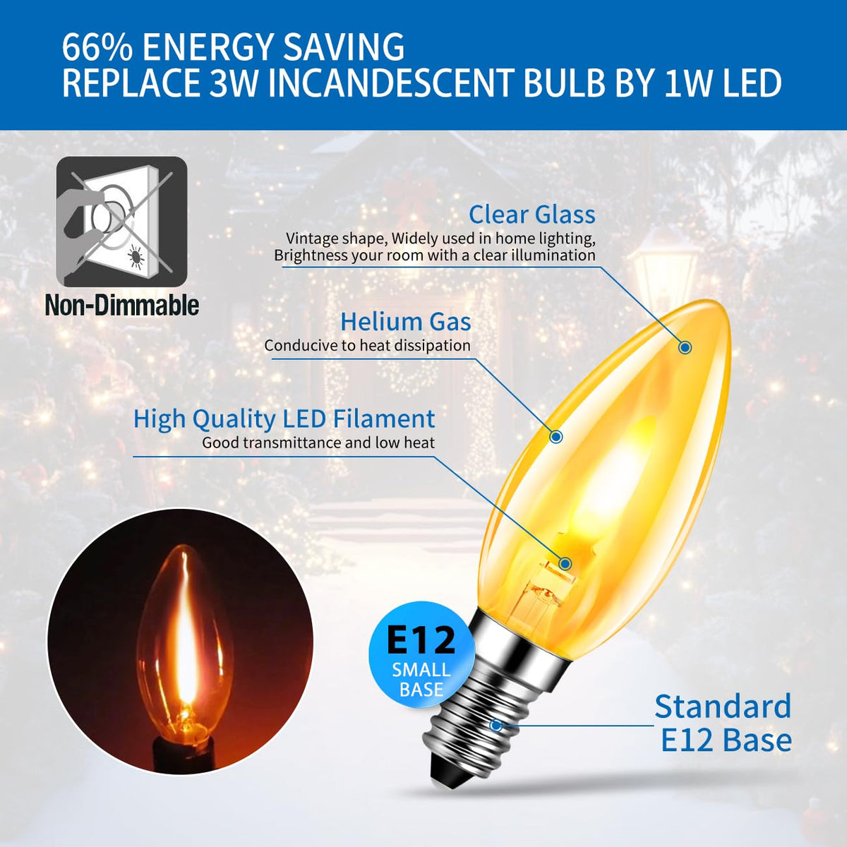 ANWIO Flicker Flame Light Bulbs E12 Base for Indoor & Outdoor Decor 2 Pack 🍁 All In One Marketplace Canada