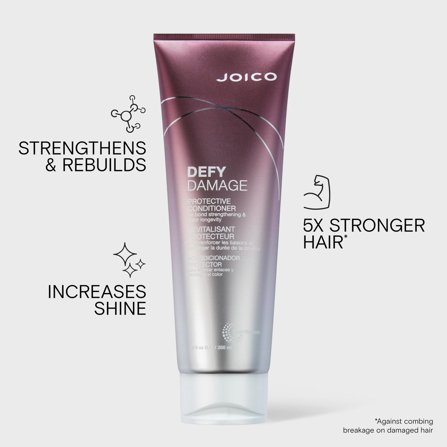 Joico Defy Damage Protective Conditioner | Bond Repair & Hair Treatment for Dry Damaged Hair | Strengthen & Rebuild Bonds | Heat Protectant with Moringa Oil, Sulfate-Free, Color Safe, 250mL Joico