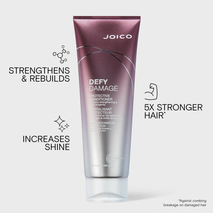 Joico Defy Damage Protective Conditioner | Bond Repair & Hair Treatment for Dry Damaged Hair | Strengthen & Rebuild Bonds | Heat Protectant with Moringa Oil, Sulfate-Free, Color Safe, 250mL Joico