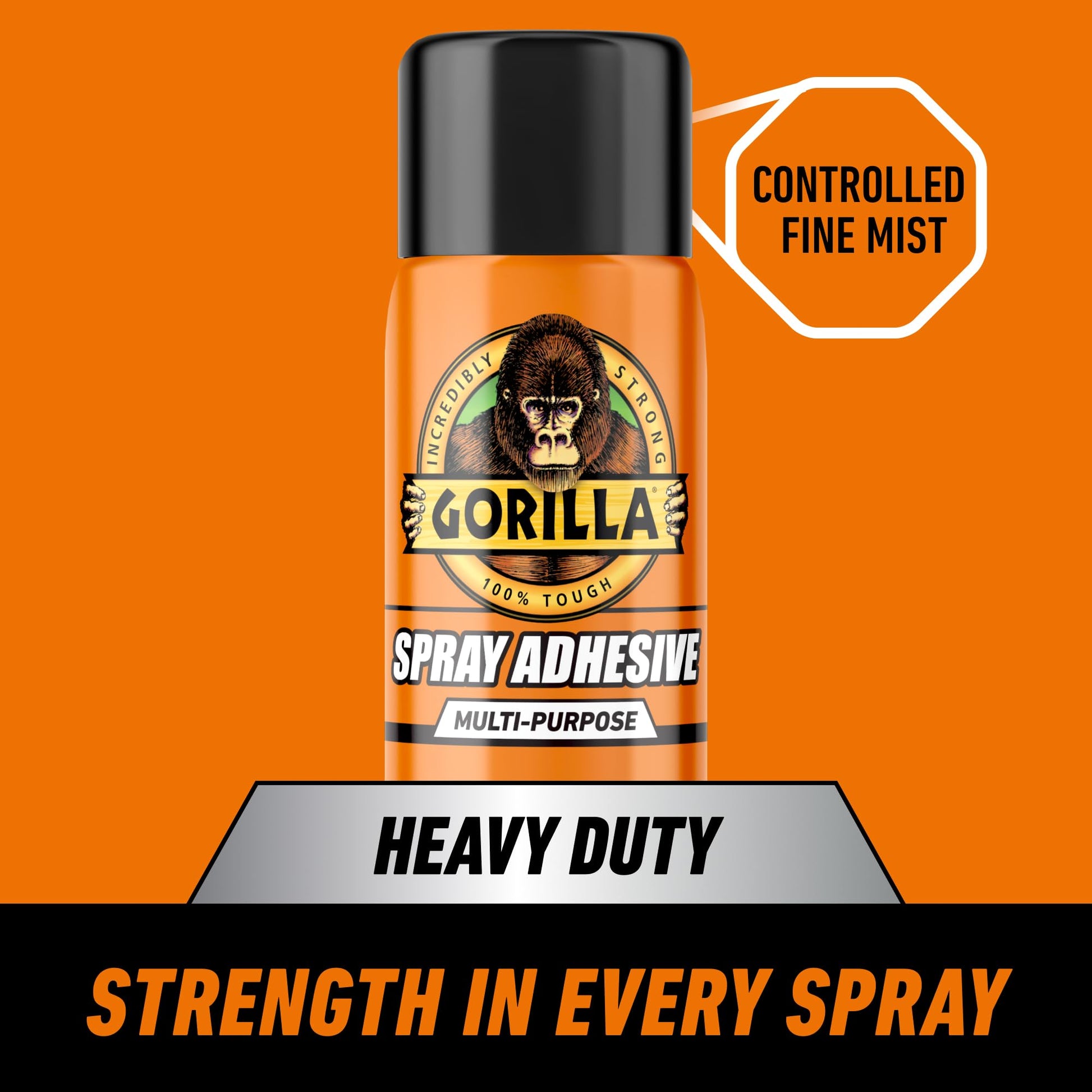 Gorilla Spray Adhesive, Heavy Duty, Multi-Purpose, Dries Permanent, Indoor & Outdoor, Wide Pad Nozzle, Controlled Spray, Clear, 14oz/396g, (Pack of 1)