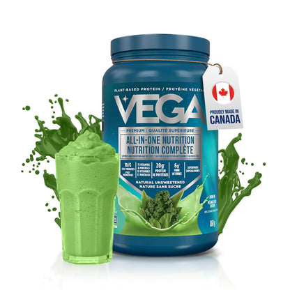 Vega Premium All-in-One Nutrition Protein Powder – 20g Plant-Based Vegan Protein, Vitamins & Probiotics, Natural Unsweetened, 860g (22 Servings) 🍁 All In One Marketplace Canada