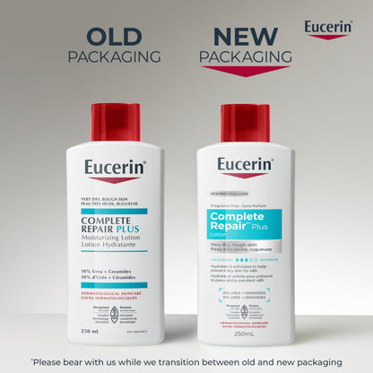 Eucerin Complete Repair Plus Moisturizing Lotion with 10% Urea and Ceramides for Very Dry, Rough Skin, 250 mL - Available at All In One Marketplace Canada