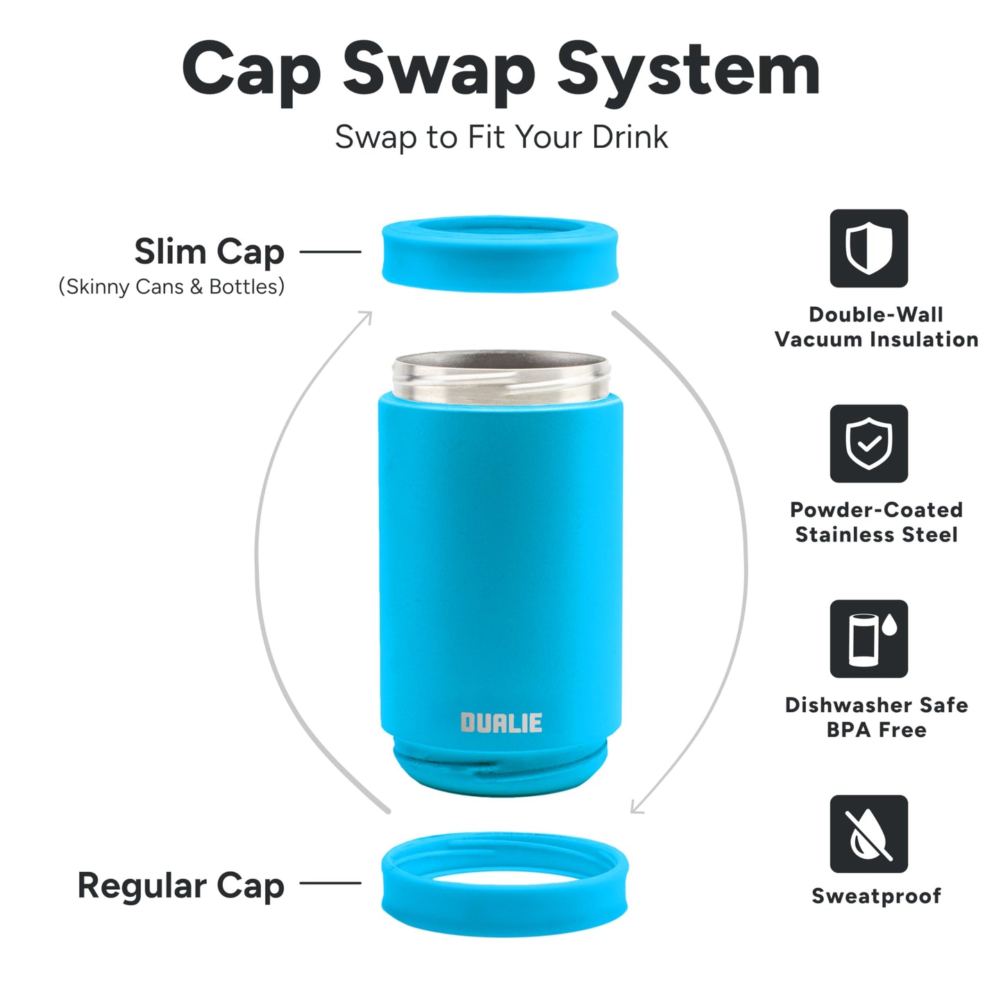 DUALIE 3 in 1 Insulated Can Cooler - Universal Size for 12 oz Cans, Slim Cans, and Bottles - Glacier 🍁 All In One Marketplace Canada