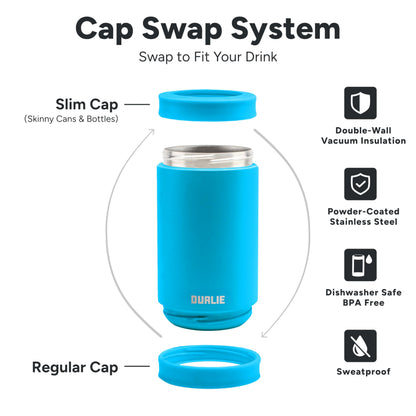 DUALIE 3 in 1 Insulated Can Cooler - Universal Size for 12 oz Cans, Slim Cans, and Bottles - Glacier 🍁 All In One Marketplace Canada