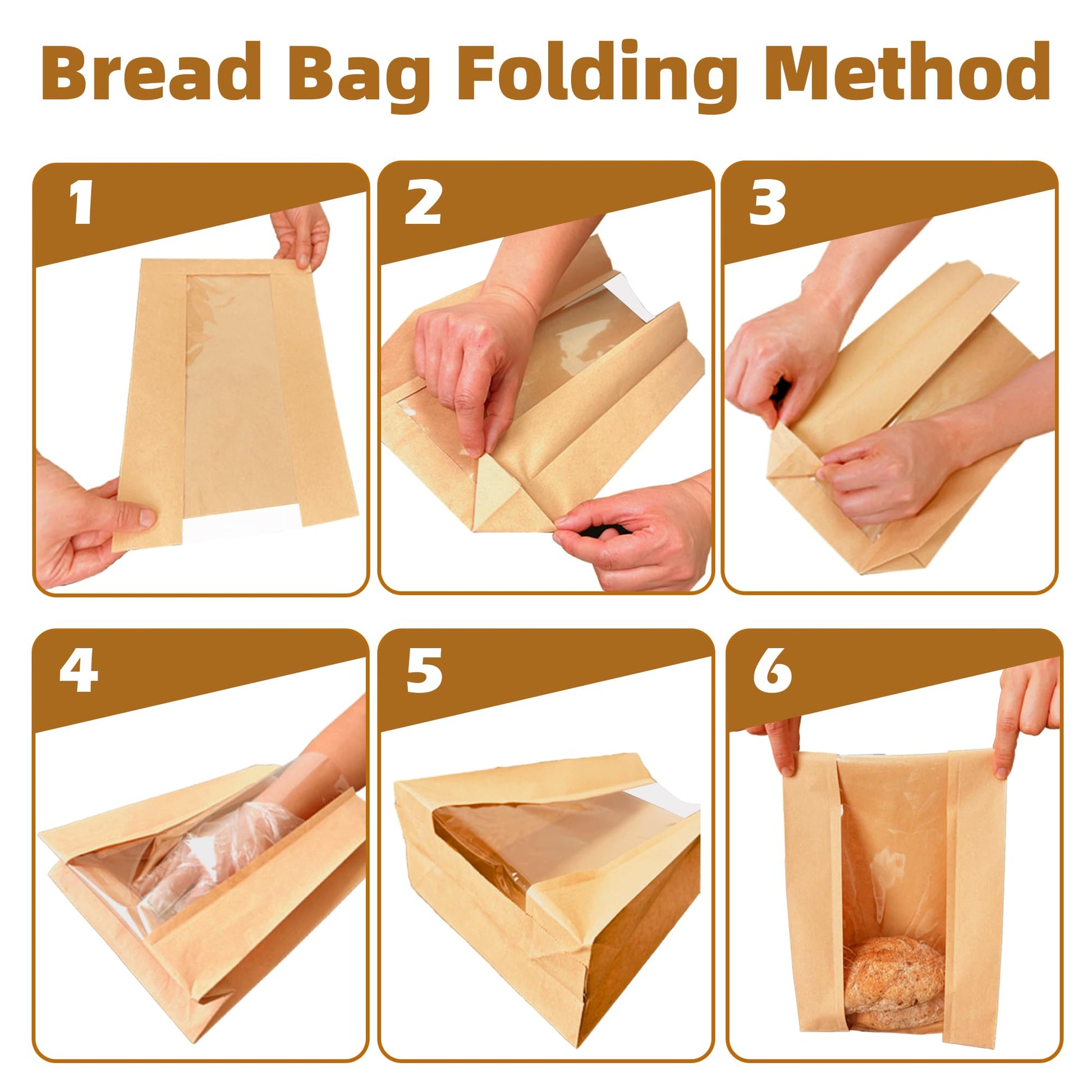 Homrelaxy 60Pcs Paper Bread Bags for Homemade Bread, Sourdough Bag with Window, 13.7 x 8.3 x 3.5 Inch Large Brown Kraft Bakery Bags for Storing Loaves & Snacks, Includes 70 Sealing Stickers - Available at All In One Marketplace Canada