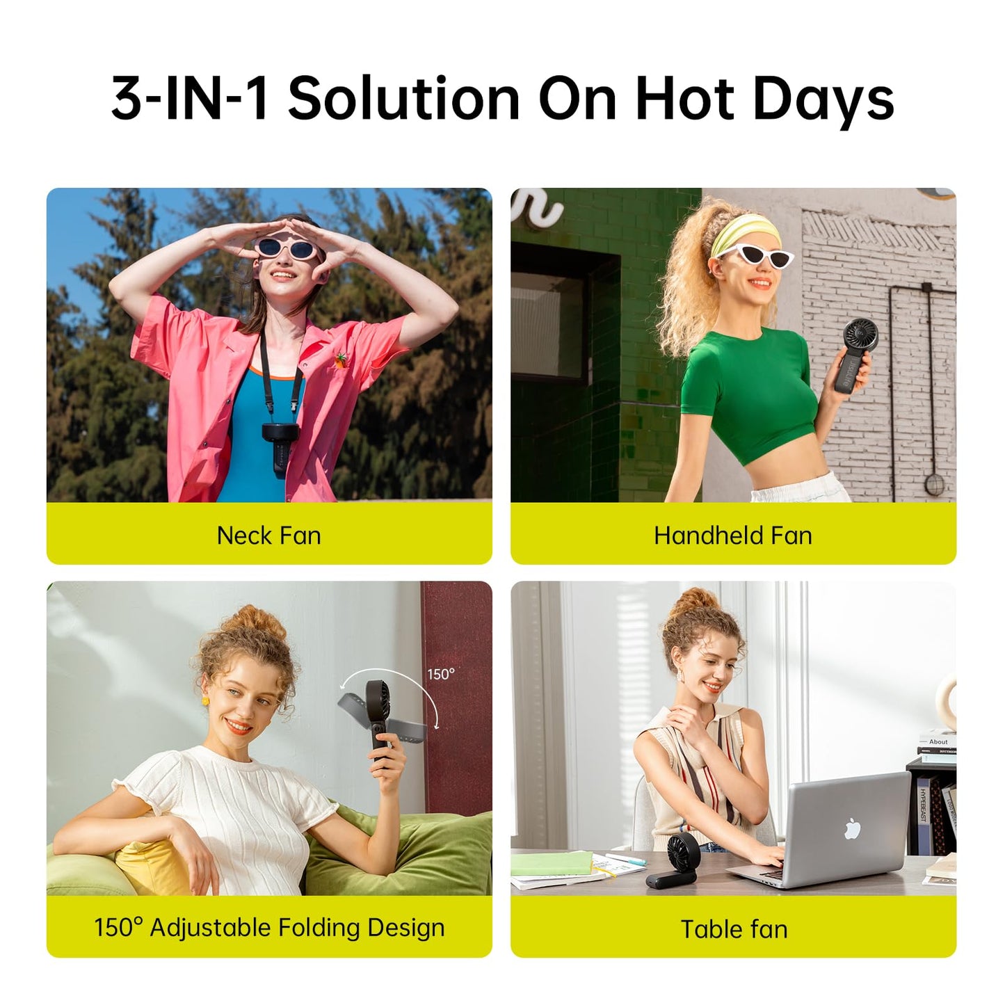 JISULIFE Handheld Fan Life7 – Ultimate Flexibility: High-Power Motor, LED Display, 5000mAh Rechargeable, 5-Speed, Foldable Design, 3-IN-1 Portable Hand/Desk/Neck Fan for Travel, Gift for Women (Black) - Available at All In One Marketplace Canada