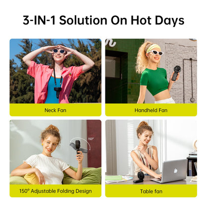 JISULIFE Handheld Fan Life7 – Ultimate Flexibility: High-Power Motor, LED Display, 5000mAh Rechargeable, 5-Speed, Foldable Design, 3-IN-1 Portable Hand/Desk/Neck Fan for Travel, Gift for Women (Black) - Available at All In One Marketplace Canada