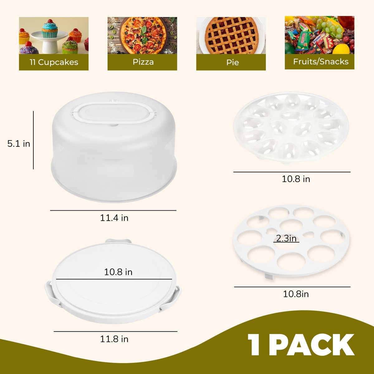 NPLUX Cake Carrier with Lid and Handle White Cake Containers, BPA-Free 🍁 All In One Marketplace Canada