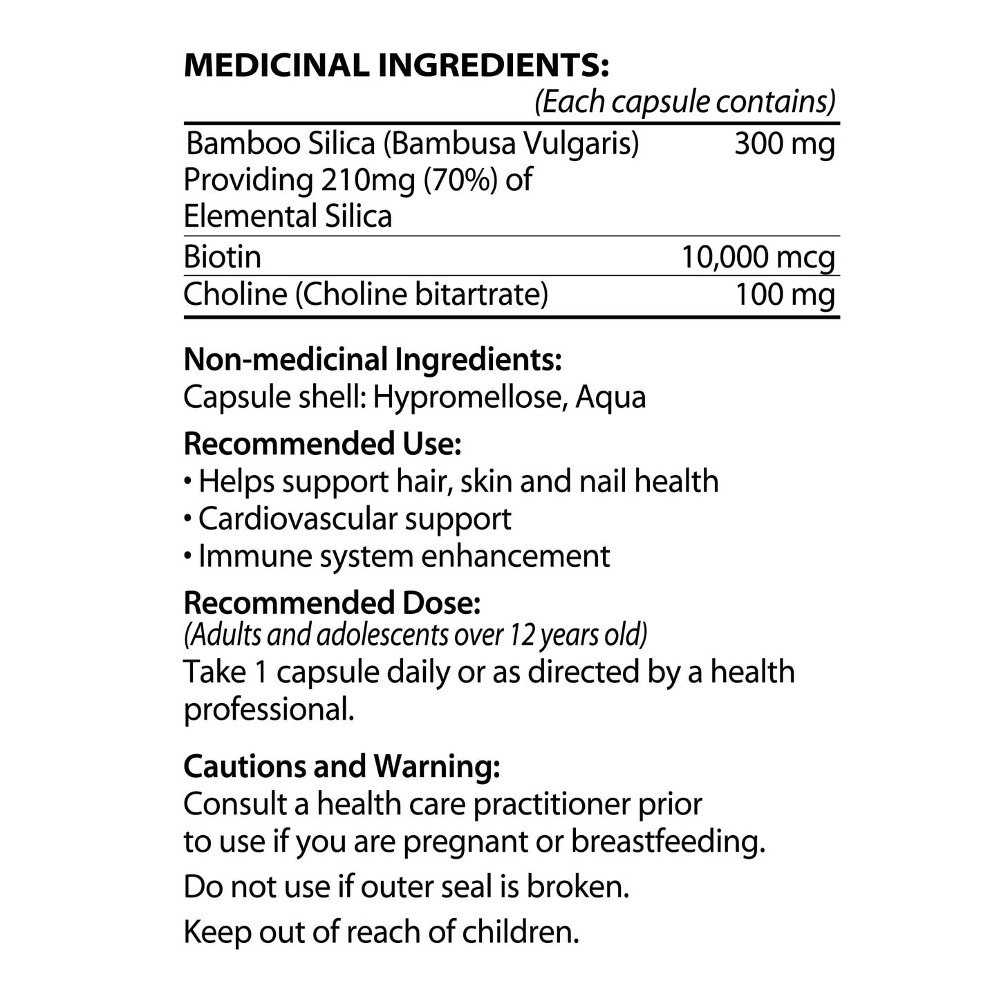 GNA Naturals - Bamboo Silica with Biotin 10,000mcg, 90 v-caps - A Supplement for Radiant Hair, Skin and Nails - Silica Supplement for Hair, Nail, Joint Care and Skin Vitality - Made in Canada - Available at All In One Marketplace Canada