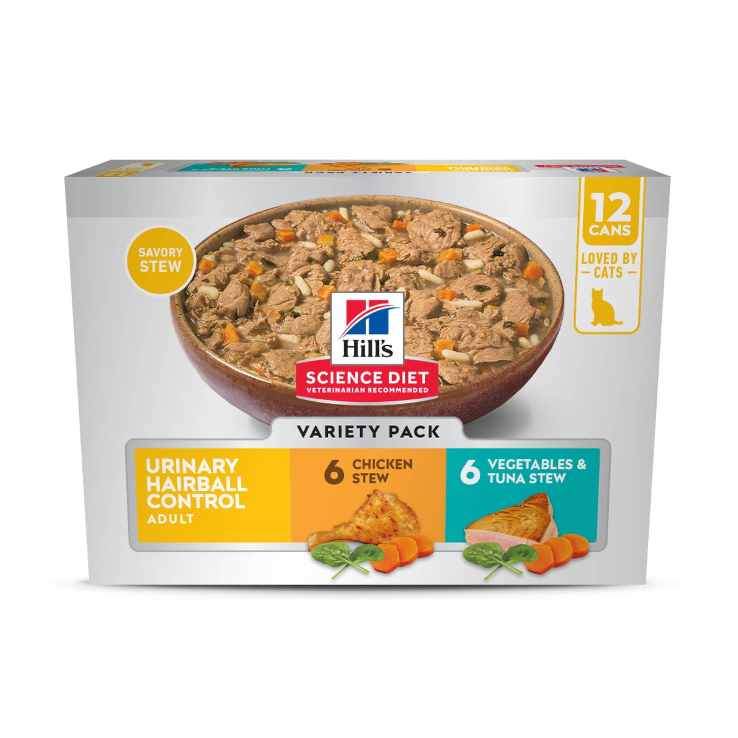 Hill's Science Diet Adult Urinary and Hairball Control Stew Wet Cat Food, 2.9-oz can, case of 12