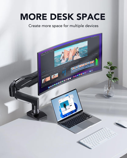 HUANUO Single Monitor Mount, 13 to 32 Inch Design Monitor Arm, Adjustable Stand, Vesa Mount with Clamp and Grommet Base - Fits 4.4 to 19.8lbs LCD Computer Monitors