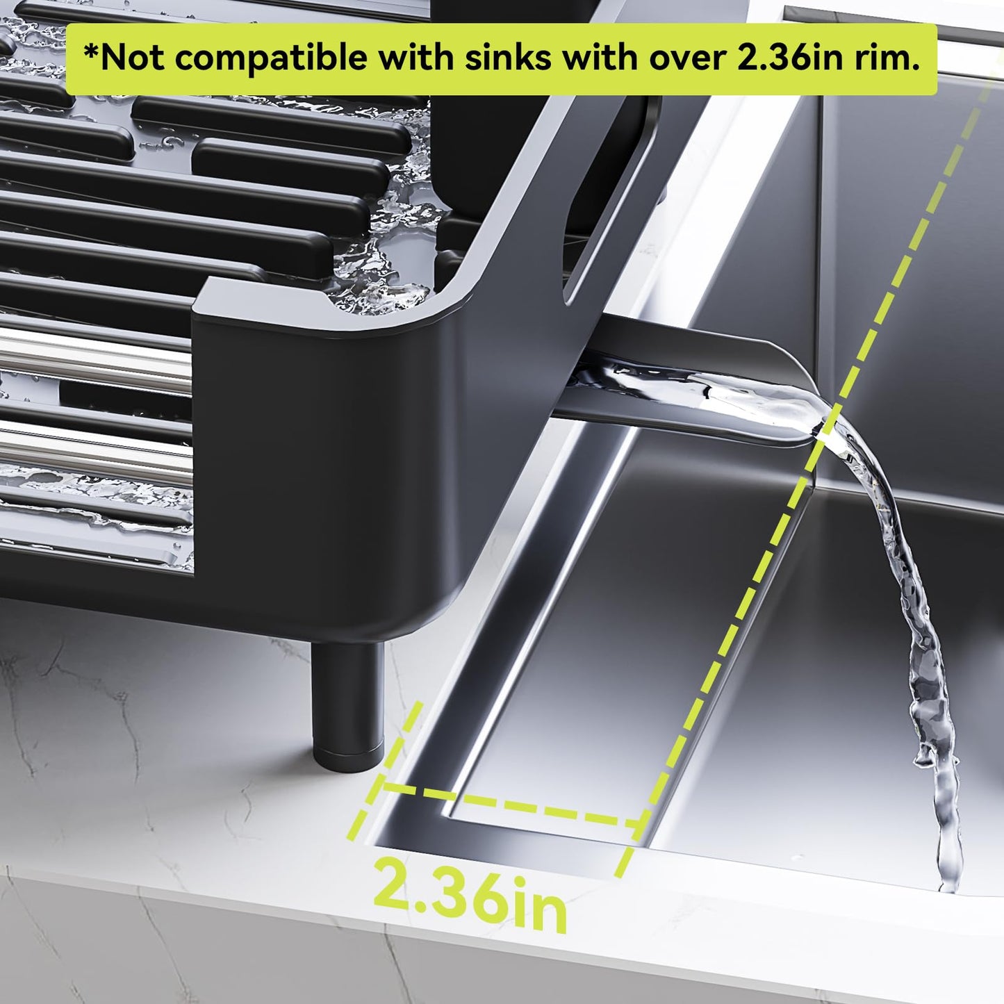 Urackify Extendable Dish Drying Rack, Dual Part Dish Drainers with Non-Scratch and Movable Cutlery Drainer and Drainage Spout, Adjustable Dish Rack for Kitchen,Black - Available at All In One Marketplace Canada