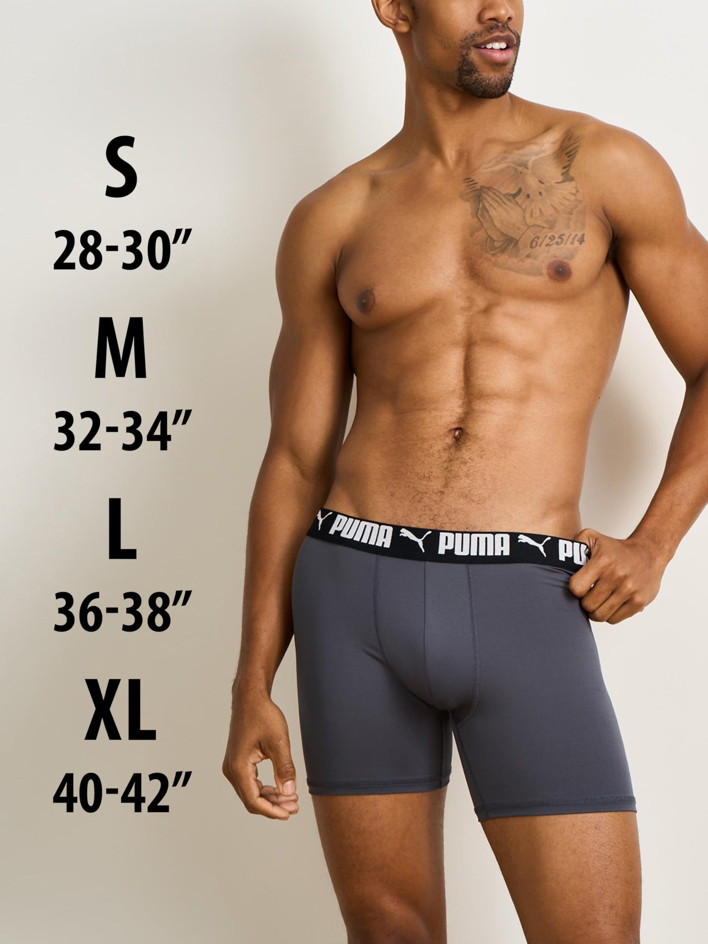 Puma Men's 4 Pack Active Stretch Boxer Briefs, Black/Grey, Medium