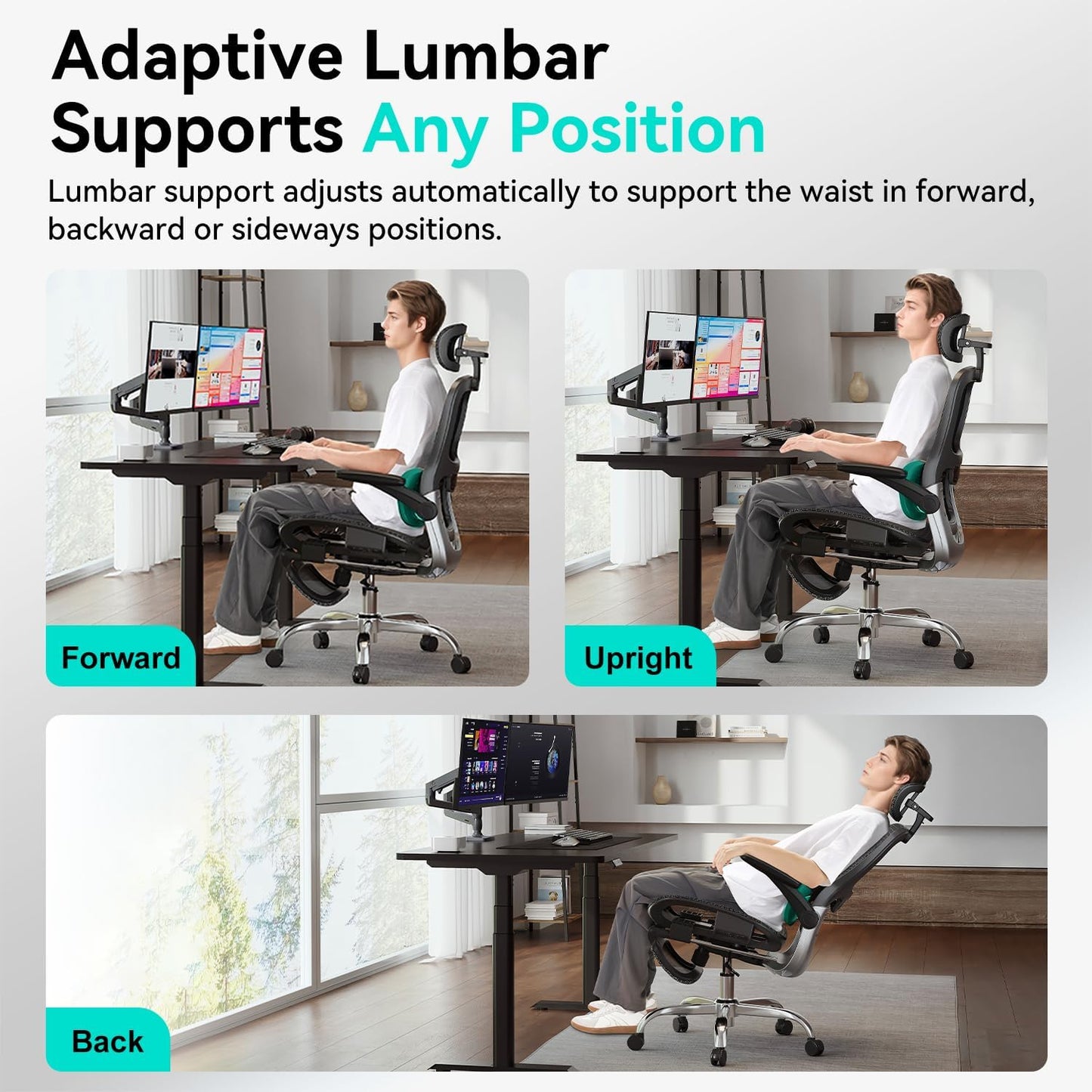 Ergonomic Office Chair,Office Chair with Tilt Function,Mesh Office Chair with Footrest,Ergonomic Chair with Adaptive Backrest, Adjustable Headrest and Flip-Up Armrests - Available at All In One Marketplace Canada