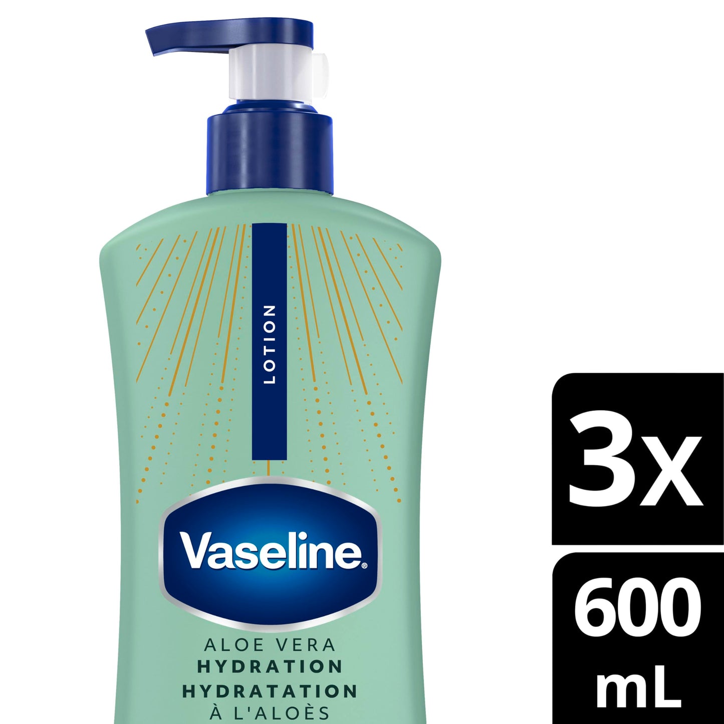 Vaseline Intensive Care Aloe Vera Hydration Body Lotion for Dry Skin with 48H Moisture + Ultra hydrating lipids, 600 ml (3-pack) - Available at All In One Marketplace Canada