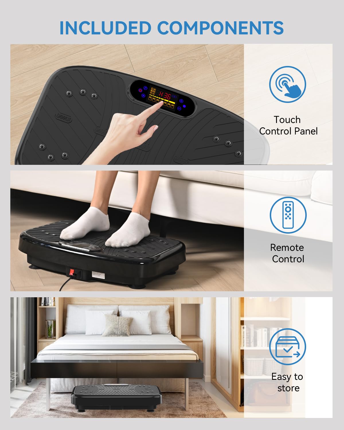 GDCOO Vibration Plate Exercise Machine, Vibrating Plate for Lymphatic Drainage, Vibrating Platform with 200 Adjustable Speeds, Fitness & Weight Loss Vibration Plate, 450 Lbs Max Capacity (Matte Black) - Available at All In One Marketplace Canada