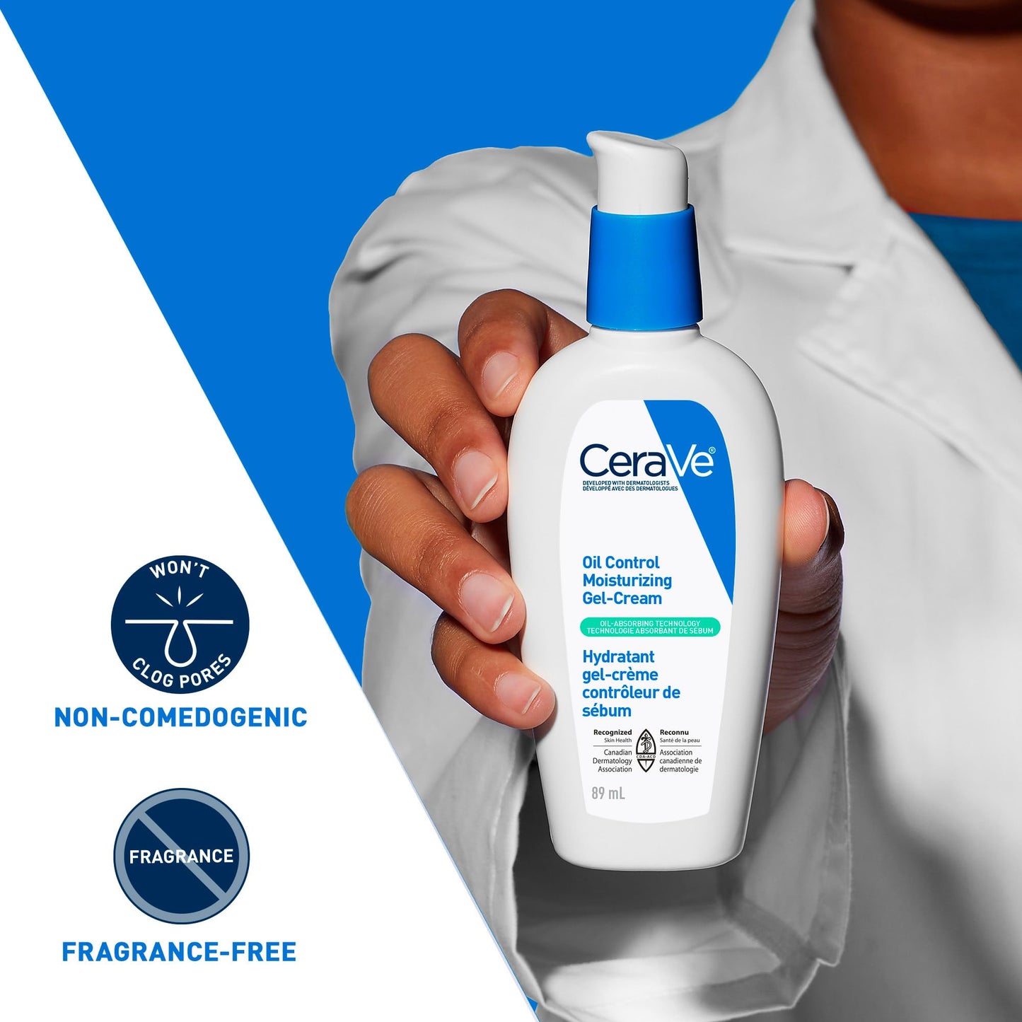CeraVe Oil Control Moisturizing Gel-Cream for Oily & Combination Skin, 48H Hydration & 8H Shine Control, Non-Greasy, Matte Finish with Ceramides, Hyaluronic Acid & Niacinamide, Fragrance-Free, 89mL - Available at All In One Marketplace Canada