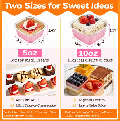 NPLUX Mini Cake Pans with Lids, 50 Pack Pink 5oz for Picnic Desserts 🍁 All In One Marketplace Canada