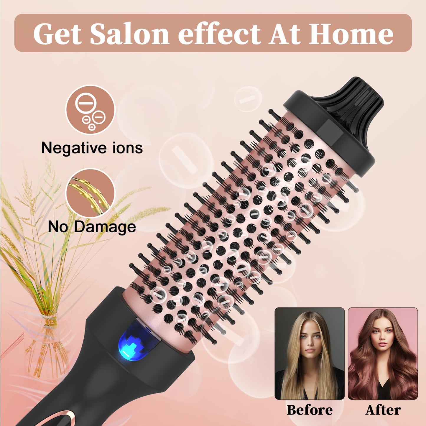 Hywestger Curling Iron Thermal Brush 1.5 Inch Global Voltage Travel-Friendly with Digital Display Temperature Ceramic Tourmaline Ionic Quick Heated Round Bush Suitable for Medium and Long Hair - Available at All In One Marketplace Canada