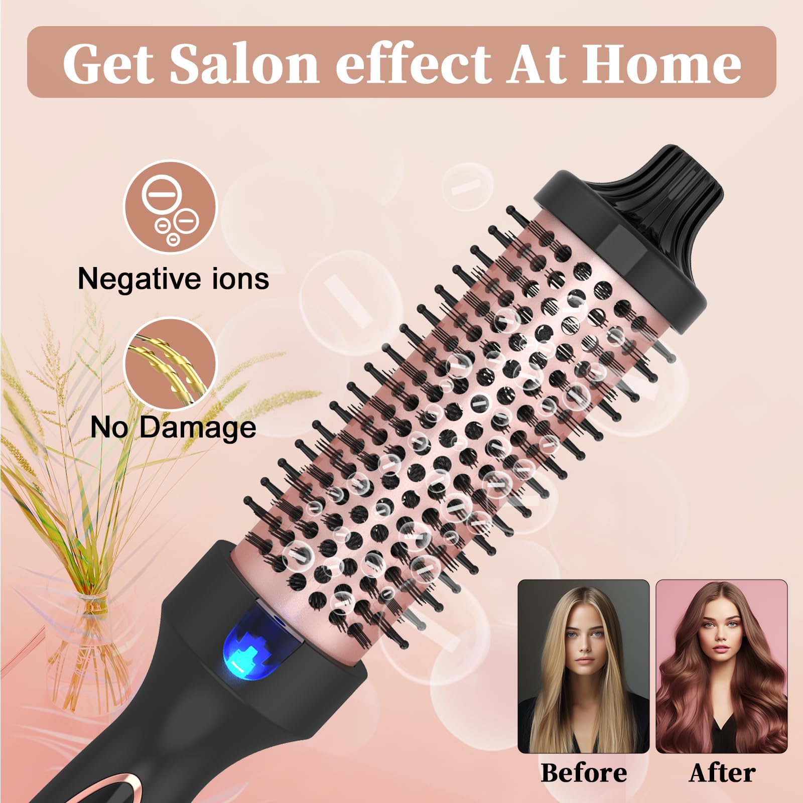 Hywestger Curling Iron Thermal Brush 1.5 Inch Global Voltage Travel-Friendly with Digital Display Temperature Ceramic Tourmaline Ionic Quick Heated Round Bush Suitable for Medium and Long Hair - Available at All In One Marketplace Canada