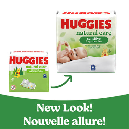 Huggies Natural Care Sensitive Baby Wipes, Unscented, Hypoallergenic, 99% Purified Water, 12 Flip-Top Packs (768 Wipes Total), Packaging May Vary