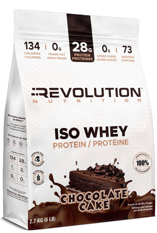 Revolution Nutrition, Iso Whey, Protein Powder 6LB Bag, 28g Of Protein Per Scoop, Gluten Free, Low Carb, 2.27 Kg, 82 Servings (Chocolate Cake, 6 Pound Bag) 🍁 All In One Marketplace Canada