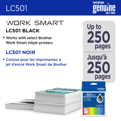 Brother Genuine LC501BKS Standard Yield Black Ink Cartridge for Brother Printer MFC-J1260DW, MFC-J1360DW, MFC-J1410DW Brother