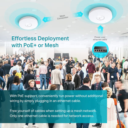 Omada EAP650 AX3000 Ceiling Mount WiFi 6 Access Point, Dual-Band 2402 Mbps + 574 Mbps, 1× Gigabit PoE+ Port, 802.3at PoE/DC Power, Omada Mesh, Seamless Roaming, WPA3, Cloud Managed 🍁 All In One Marketplace Canada