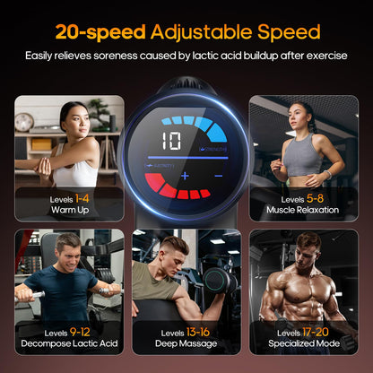 AERLANG Massage Gun with Heat,Percussion Massage Gun, Upgrade Muscle Handheld Deep Tissue Massager - Adjustable Heads for Muscle Groups 20 Speed Option,Mothers Day Gift for Mom Dad Men Women - Available at All In One Marketplace Canada