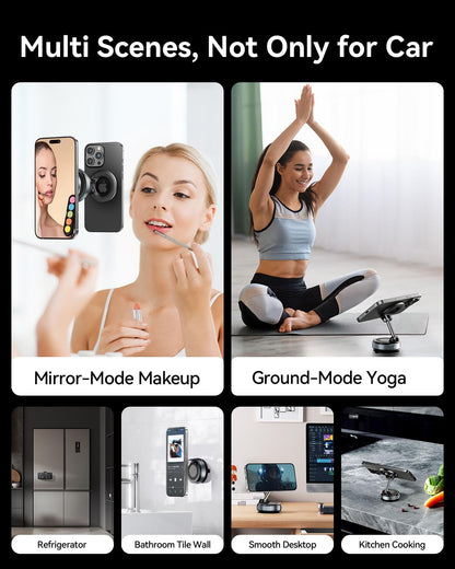 MRGLAS 2026 Upgraded Vacuum Suction Phone Holder for Car, Magsafe Car Phone Holder Mount, [98+LBS Suction & 2800gf Magnetic] 360° Adjustable Shower & Wall Mount, Car Accessories for iPhone 17 Pro Max - Available at All In One Marketplace Canada