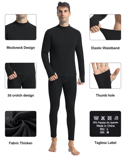 Runhit Thermal Underwear for Men Long Johns Men Soft Long Underwear for Men Thermal Shirts Fleece Lined Pants Winter Set Gray Black L 🍁 All In One Marketplace Canada