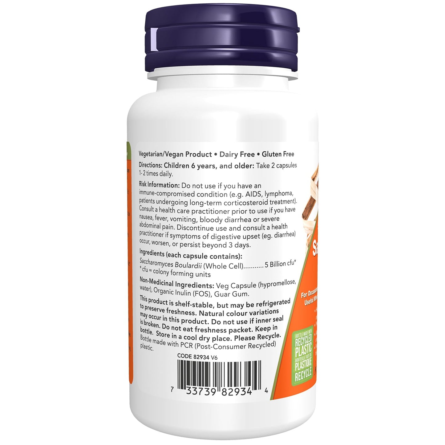 NOW Supplements, Saccharomyces Boulardii, 5 Billion CFU Probiotic, 60 Veg Capsules - Available at All In One Marketplace Canada