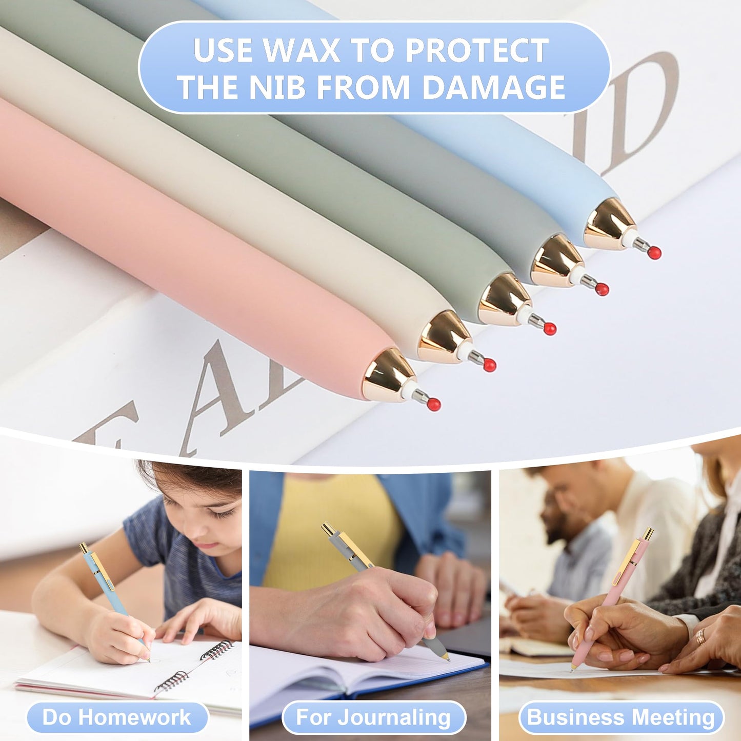 Siwyit Gel Pens 6 Pcs, 0.5mm Quick Dry Black Ink Pens Fine Point Smooth Writing Pens,Retractable Pens for Journaling Note Taking,Stylo Gel Gift for Women (Morandi-6PC)