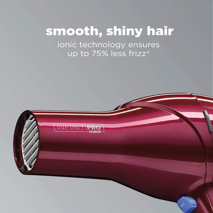 INFINITIPRO BY CONAIR 1875 Watt Salon Performance AC Motor Styling Tool/Hair Dryer, Burgundy Blow Dryer Conair