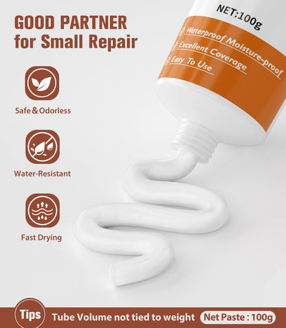 Drywall Repair Kit, Spackle, Wall Hole Filler, 2 Pack Spackling with Putty Knife, Patch, Sandpaper, Small Wall Hole Repair Project for Walls, Plasterboard, Ceilings, Apartments Indoor Outdoor