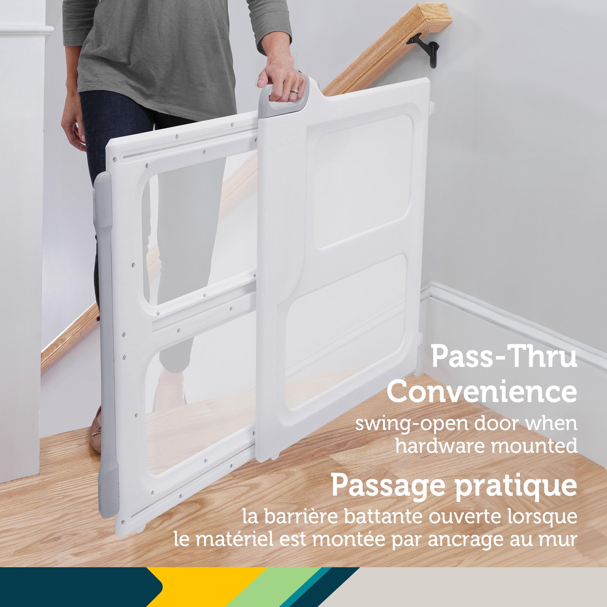 Safety 1st Perfect Fit Gate, Pressure or Hardware installed - Fits Spaces Between 28" and 42" Wide, 28" Tall. Pivoting Bumper For Uneven Openings, Solid Panel Design, Perfect for babies and Pets, White Safety 1st