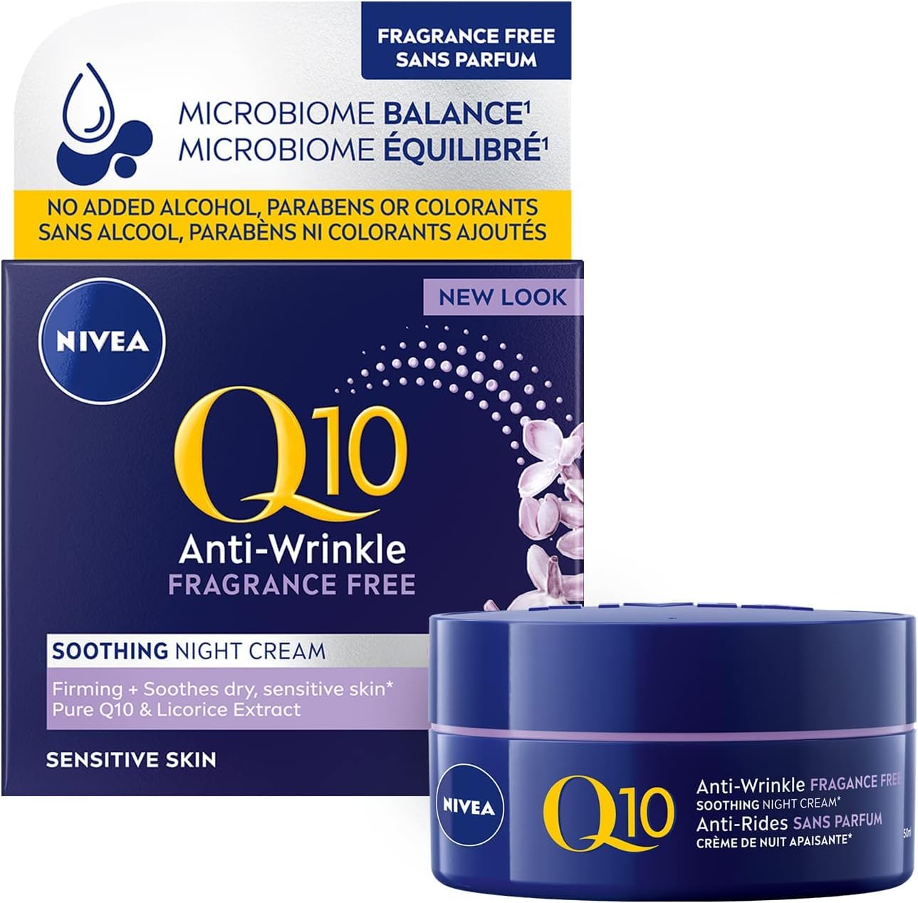 NIVEA Q10 Anti-Wrinkle + Fragrance Free Night Cream for Sensitive Skin | Night face moisturizer | 50mL NIVEA