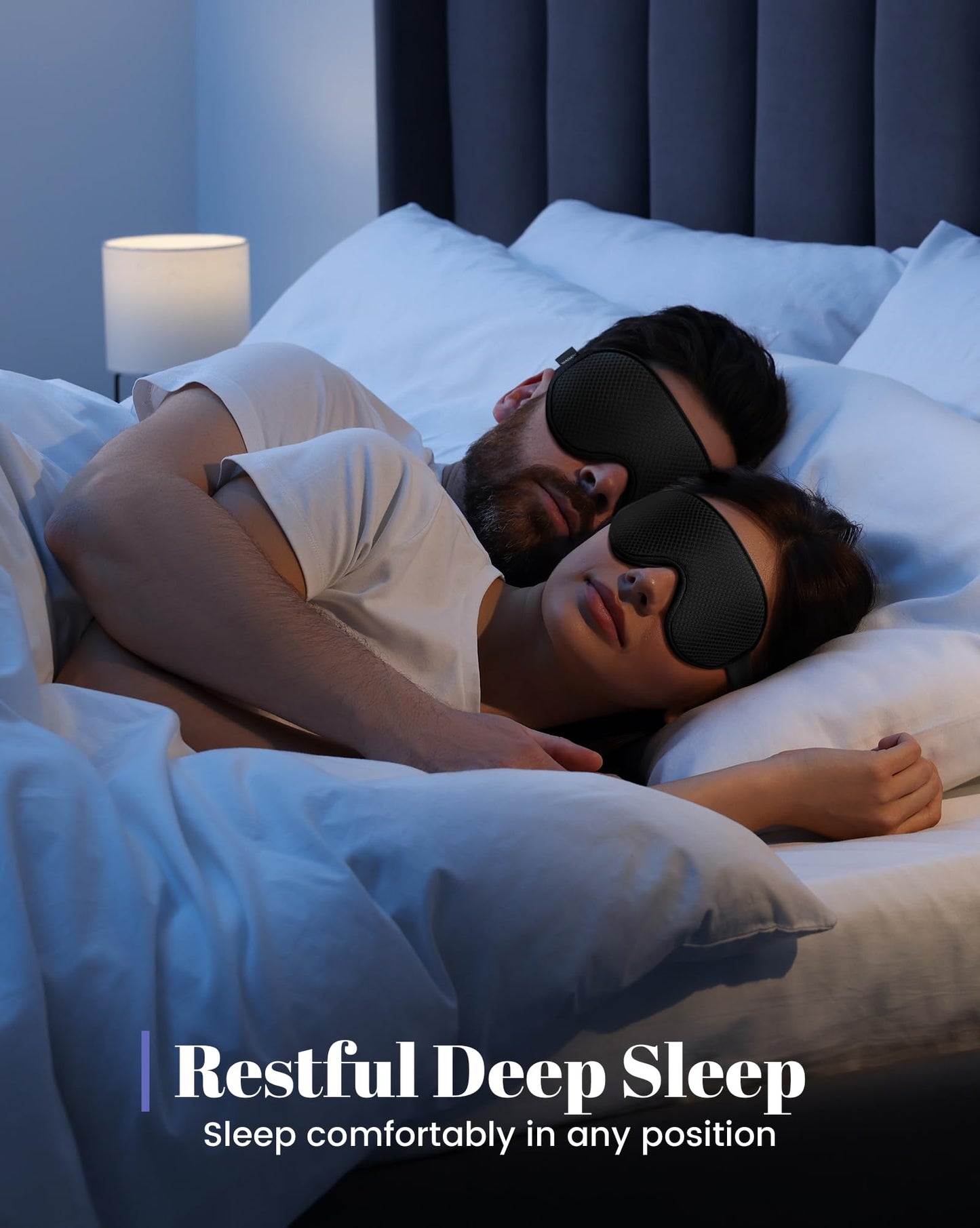 WAOAW Sleep Mask Travel Essentials - 3D Blackout Eye Mask for Sleeping - Soft Breathable Adjustable Light Blocking Eye Covers for Men and Women - Comfortable Night Mask for Travel Flight (Black)