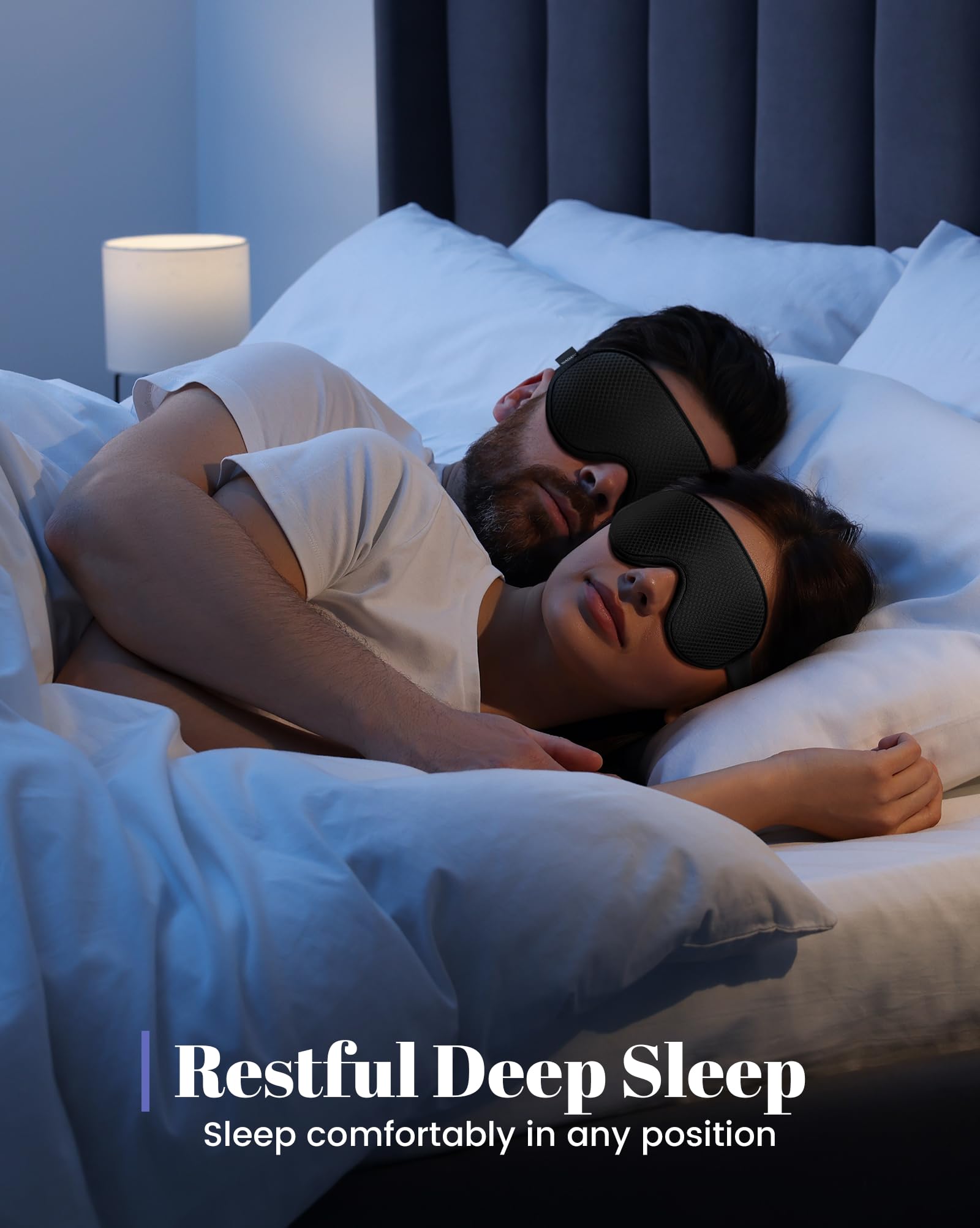 WAOAW Sleep Mask Travel Essentials - 3D Blackout Eye Mask for Sleeping - Soft Breathable Adjustable Light Blocking Eye Covers for Men and Women - Comfortable Night Mask for Travel Flight (Black)