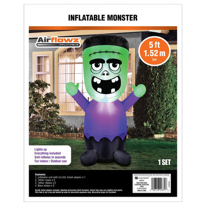 Décoration gonflable d'Halloween Bébé monstre de Frankenstein de 5 pieds (1,5 m)