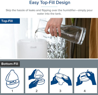 Levoit Smart Humidifiers for Bedroom, Top Fill, Essential Oil Diffuser