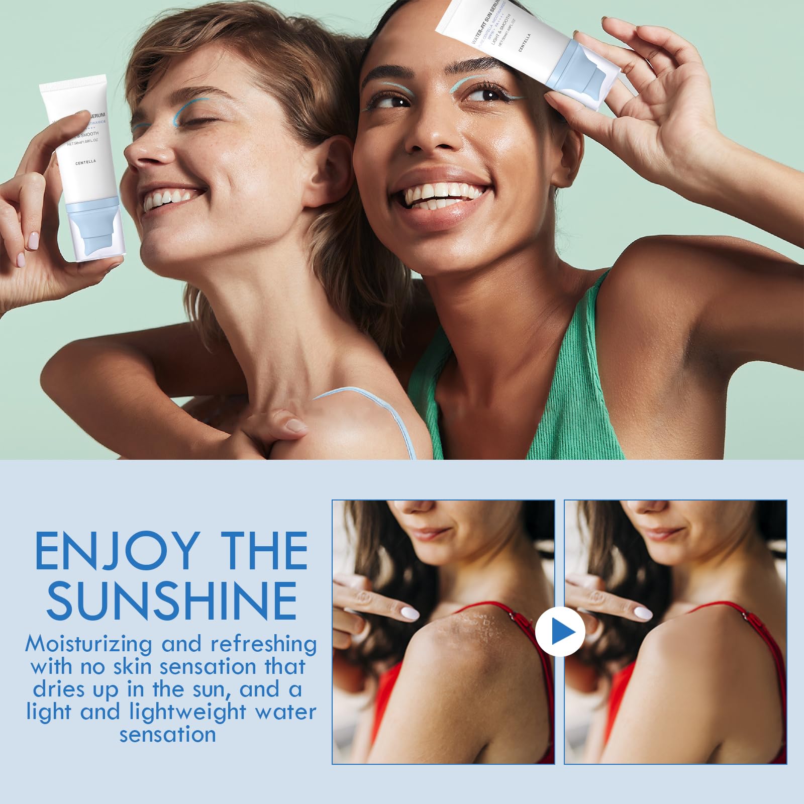 2PCS Centella Sunscreen SPF 50, 50ML 𝑴𝒂𝒅𝒂𝒈𝒂𝒔𝒄𝒂𝒓 Sunscreen Face Serum, Daily UV Defense Sunblock Summer Korean Sunscreen for Face, Travel Essentials for All Skin (White) - Available at All In One Marketplace Canada