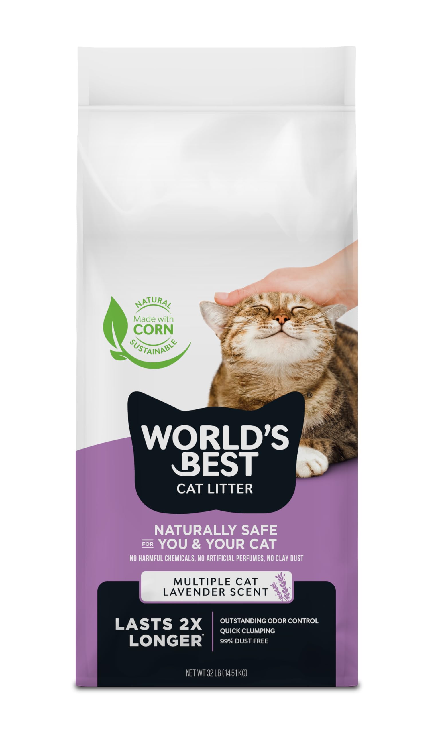 WORLD'S BEST CAT LITTER Multiple Cat Lavender Scented, 32-Pounds World's Best Cat Litter