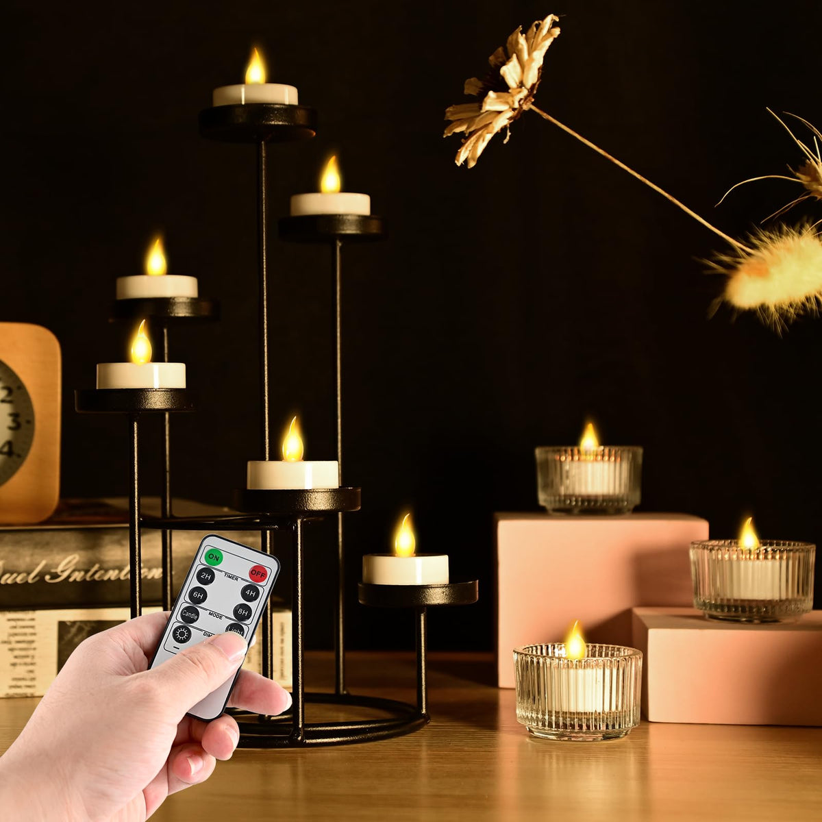 cimetech 24PCs Led Tea Lights with Timer, Electric Flickering Flameless Candles Battery Operated Led Candle Tealights with Remote Control for Halloween Decor & Christmas Decorations 🍁 All In One Marketplace Canada
