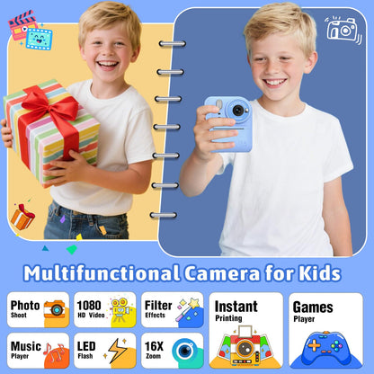 Okaloka Kids Instant Print Camera Toys,1080P HD Toddler Digital Video Camera,Christmas Birthday Gifts for Girls Boys Age 3-12 Year Old - 32G SD Card Included (Blue) 🍁 All In One Marketplace Canada