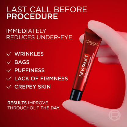 L'Oréal Paris Revitalift Triple Power LZR Instant Eraser Eye Cream, Under Eye Cream for Puffiness and Wrinkles, Anti Aging, Needle-Free Procedure Alternative, 15 mL