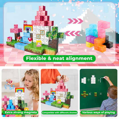 Annexfun Magnetic Blocks - 100PCS Magnetic Building Blocks Unicorn Magnets Cubes - Magnetic Toys for 3 Year Old Girl, Christmas Birthday Gifts for 3 4 5 6 7 8 9 10 Year Old Kids 🍁 All In One Marketplace Canada