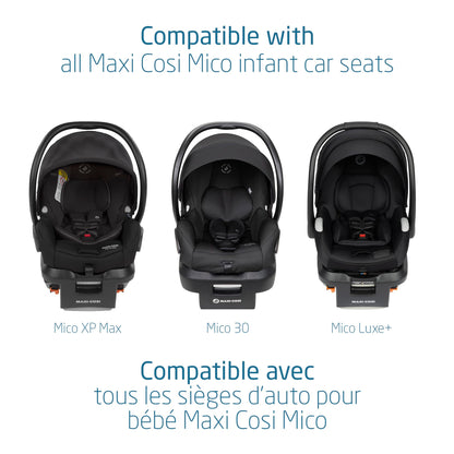 Maxi Cosi Mico Infant Car Seat Base - Compatible with All Mico Infant Car Seats, Adjustable, Anti-Rotation Stability Leg, Integrated Belt Lockoff, Self-Retracting One-Click UAS System, Black Maxi-Cosi